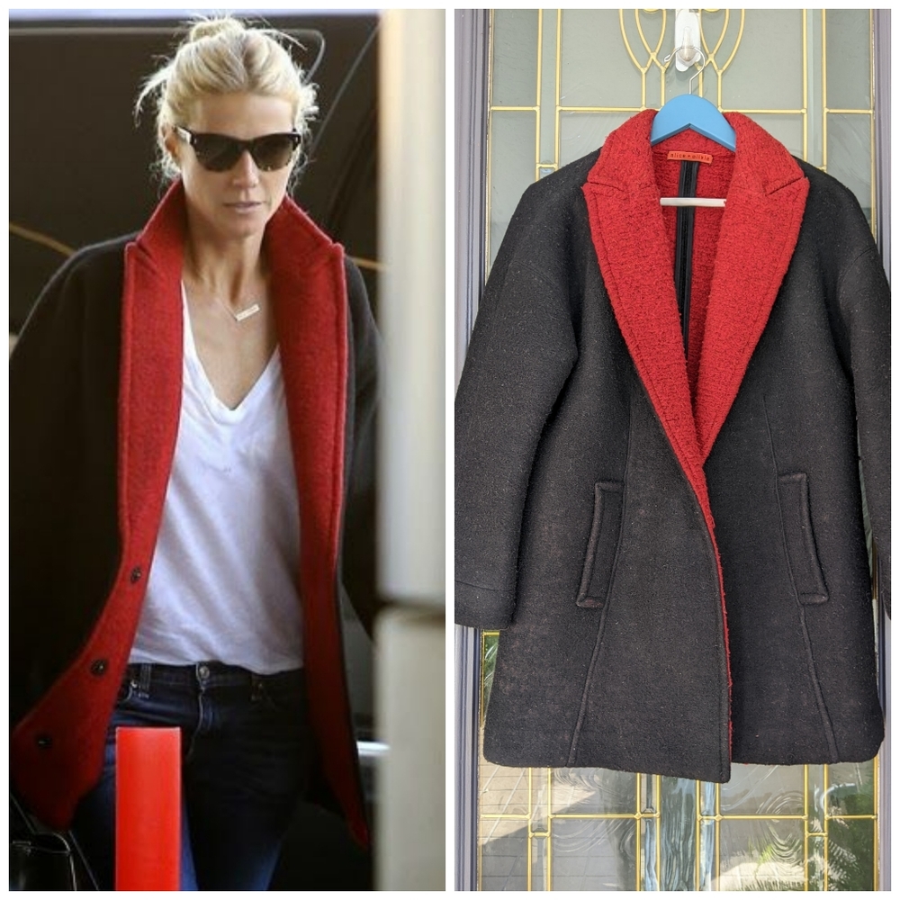 GOOP Alice + Olivia wool boucle contrast coat SMALL